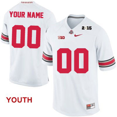 Youth NCAA Ohio State Buckeyes Custom #00 College Stitched 2015 Patch Authentic Nike White Football Jersey CY20T10BL